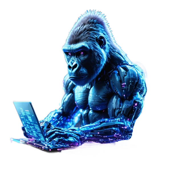 Illustration of a octagorilla doing server audit and optimization